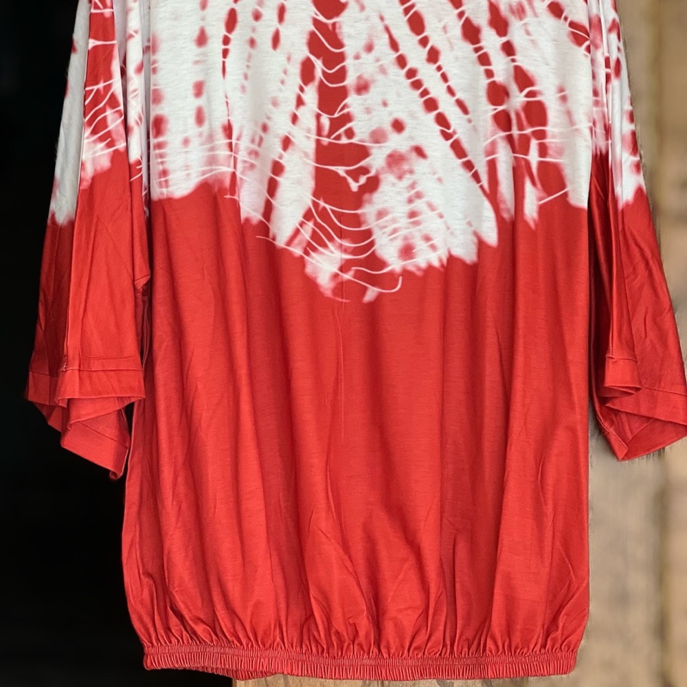 Astylish Women’s Cute Tie Dyed Off Shoulder Top Flowy 3/4 Sleeve - Large